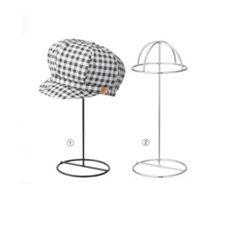 Preto/Branco Chapéu de cremalheira de exposição do metal de pico tampa do suporte de exposição do chapéu de balde de chapéu de palha do chapéu prateleira suporte de peruca peruca cremalheira do armazenamento
