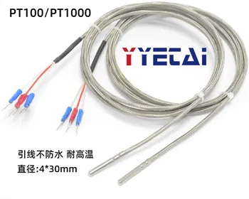 PT100 fibra de vidro, com cabo de três condutores de 1 metro de não-impermeável PARA MAX31865 cabo do sensor