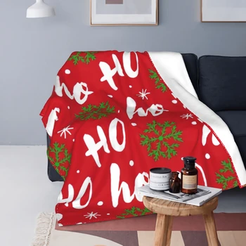 Hohoho Padrão Aconchegante Cobertores Papai Noel Rir De Lã Super Macia Jogar Um Cobertor Para Casa, Sofá, Sofá-Cama Decoração