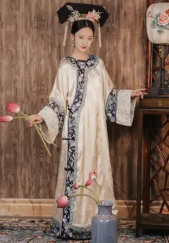 As mulheres Elegantes da Dinastia Qing, Verão E Outono Sinalizadores de Novo Chinês-Estilo Camisas, Chinês Roupas, os Vestidos Xadrez