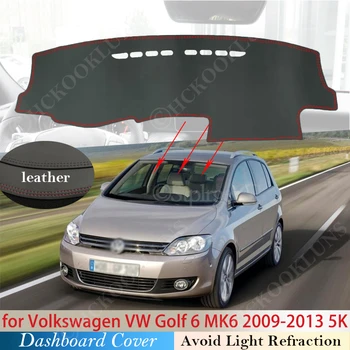 Couro do PLUTÔNIO para o Volkswagen VW Golf 6 MK6 2009~2013 5K Tampa do Painel de controle Protetor de Acessórios para carros Traço Sombras Tapete Anti-UV