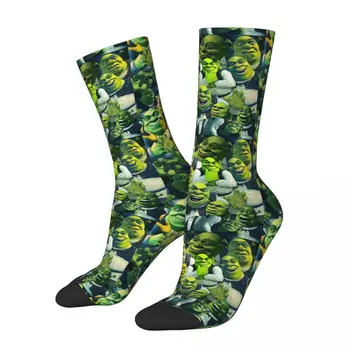 Colagem de Cartaz Design Shrek Verde Schreck Filme de Comédia Cordão Meias Shopping Bolsa de Impressão 3D Mochila Menino Meninas Meados de bezerro meias