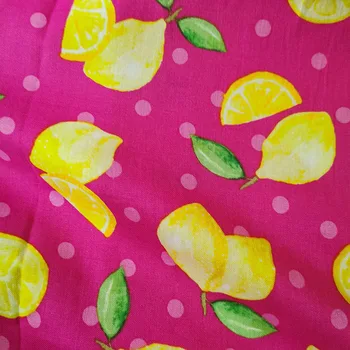 Linda Rosa Inferior A 100% Tecido de Algodão Amarelo Limão Padrão de Impressão Digital de Tecido DIY de Costura, Roupas de Crianças Vestido de