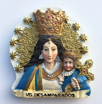 Nova Virgem Maria, Farias, Valência, Espanha 3D Ímãs de Geladeira Turismo Lembranças Frigorífico Magnéticos, Etiquetas de Presente