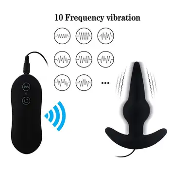 10 Velocidades Plug Anal Vibrador de Controle Remoto Anal Esferas de Plug anal G-spot Massageador de Próstata Brinquedos Sexuais Para as Mulheres, a Masturbação Masculina